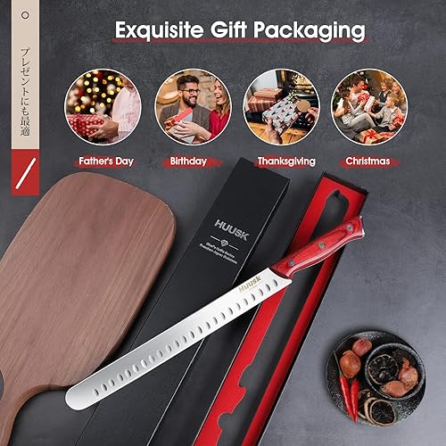 Miniatura 6 de Huusk Cuchillo de pechuga de 11 pulgadas, cuchillos para cortar carne, cuchillos afilados de barbacoa para carnes, costillas, asados, regalos para