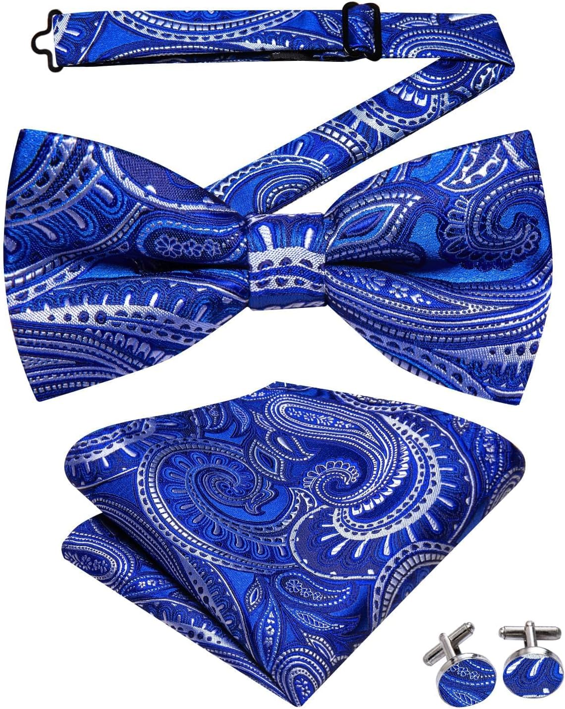 Hi-Tie Silk Mens Suit Vest Tie and Bowtie Lapel Pin Gold Tie Clip Paisley Floral Waistcoat 8PCS Set Tuxedo Wedding Party - Image 4