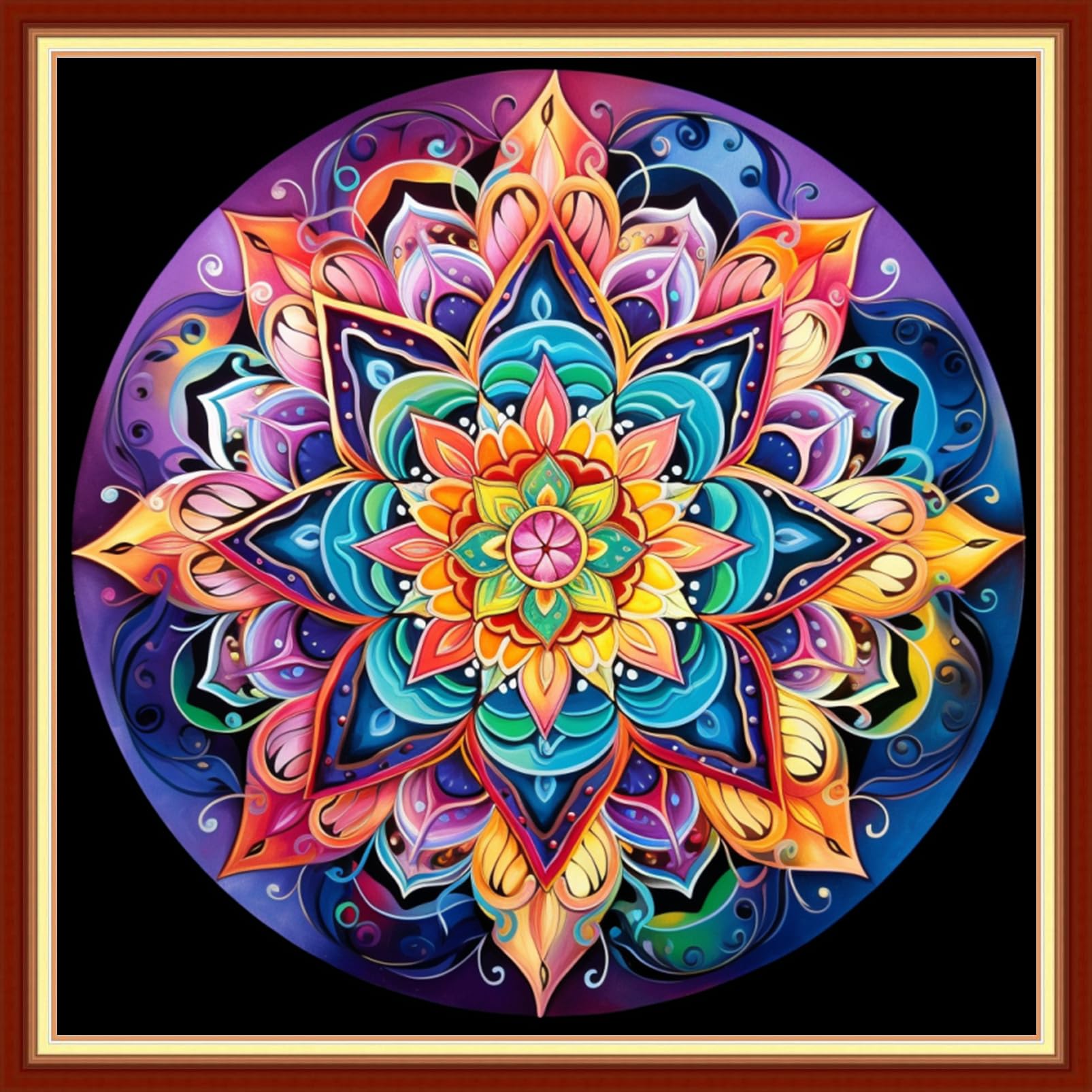 Dooxvey Cross Stitch Kits for Adults Stamped Full Range of Embroidery Starter Kits for Beginners 11CT Printed Cross Stitch Patterns Needlepoint Kits Stamped Crossstitch-Colorful Mandala 18x18 inch