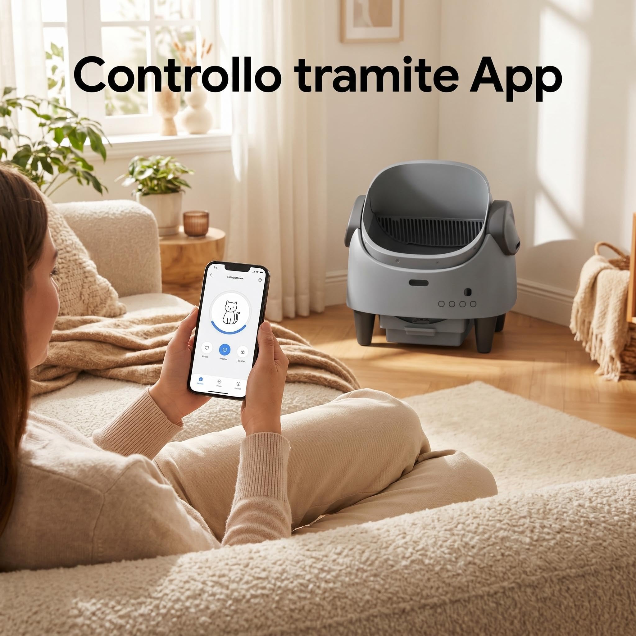 Garvee Arenero para Gatos autolimpiante automático con Entrada Superior, Caja higiénica Inteligente de diseño Abierto XXL para Gatos Grandes, Sistema de Seguridad avanzado y Seguimiento de la