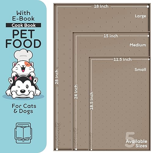 Miniatura 2 de PetHappily Tapete de comida para perros  Tapete grande de silicona de 28 x 18 pulgadas, bordes elevados para alimentos y agua para evitar derrames,