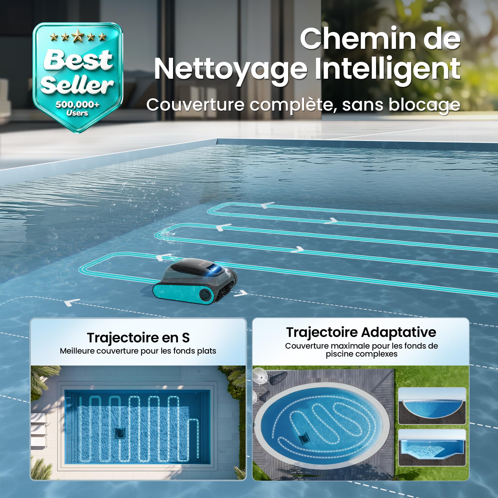 AIPER (2026 Nouveau) Scuba S1 + EcoSurfer S2 – Pack Robot Piscine sans Fil & Robot Skimmer Solaire | Nettoyage Fond, Parois, Ligne d’Eau & Surface 24/7, Double Filtration, Contrôle Via Application