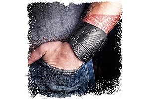 100% Genuine Leather Viking Spartan Warrior Wristband, Handmade Braided Cuff, Aged Silver...
