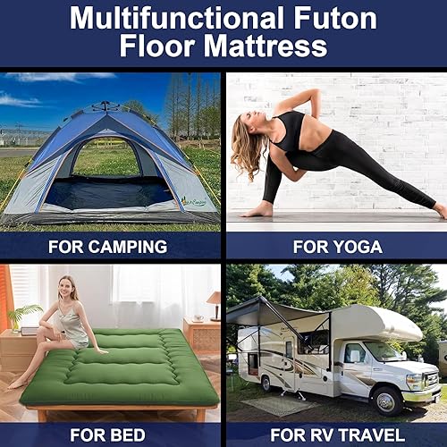 Miniatura 7 de Colchón japonés para suelo, plegable, tapete de tatami enrollable fácil de almacenar y portátil, colchón de futón adecuado para campamento y