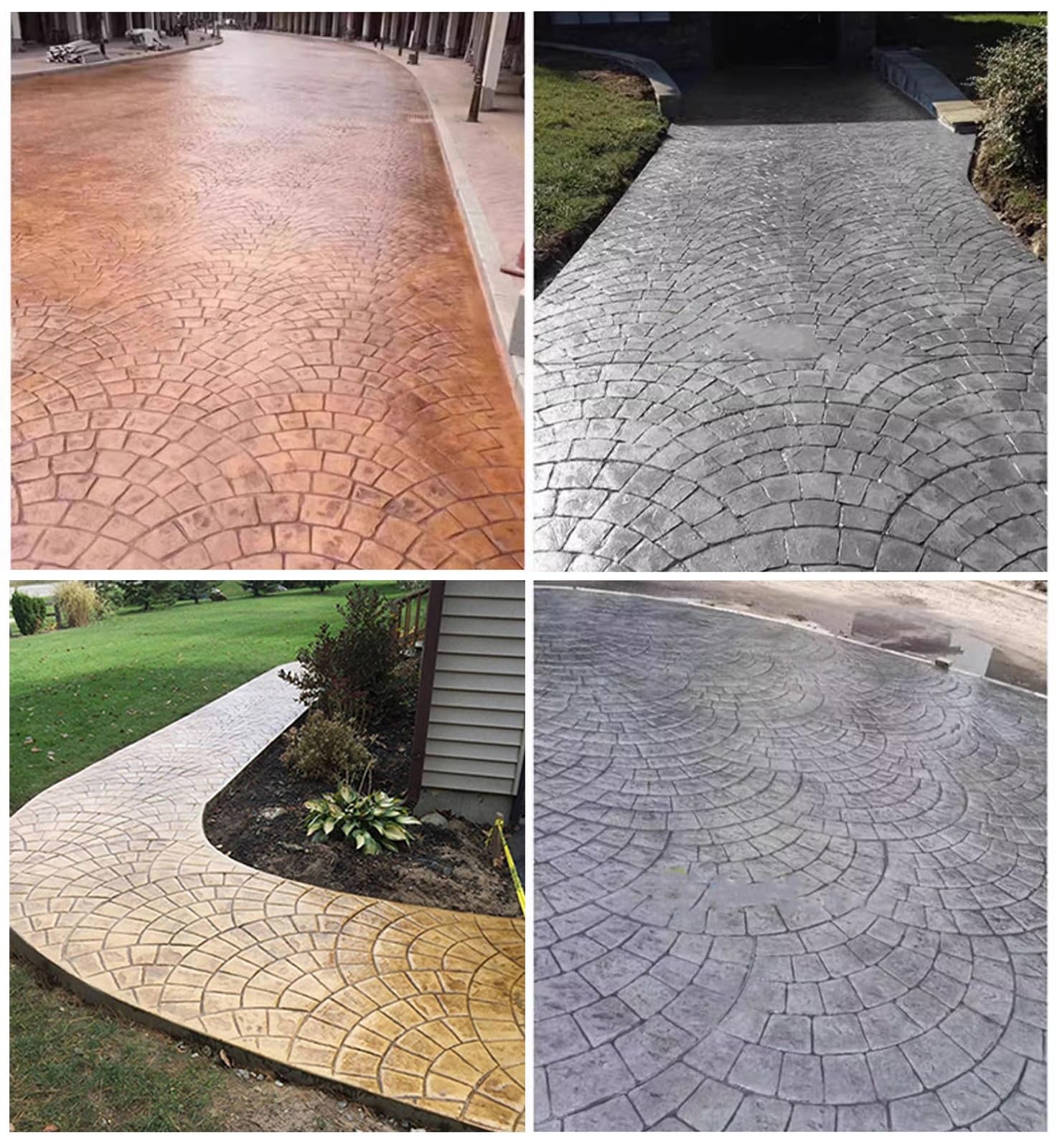 Stampi per Cemento Stampo per Pavimento in Cemento Senza Soluzione di Continuità, Texture per Cemento Esterno, Tappeto in Poliuretano, Stampi per Cemento con Impronta in Ardesia a Forma di Ventaglio