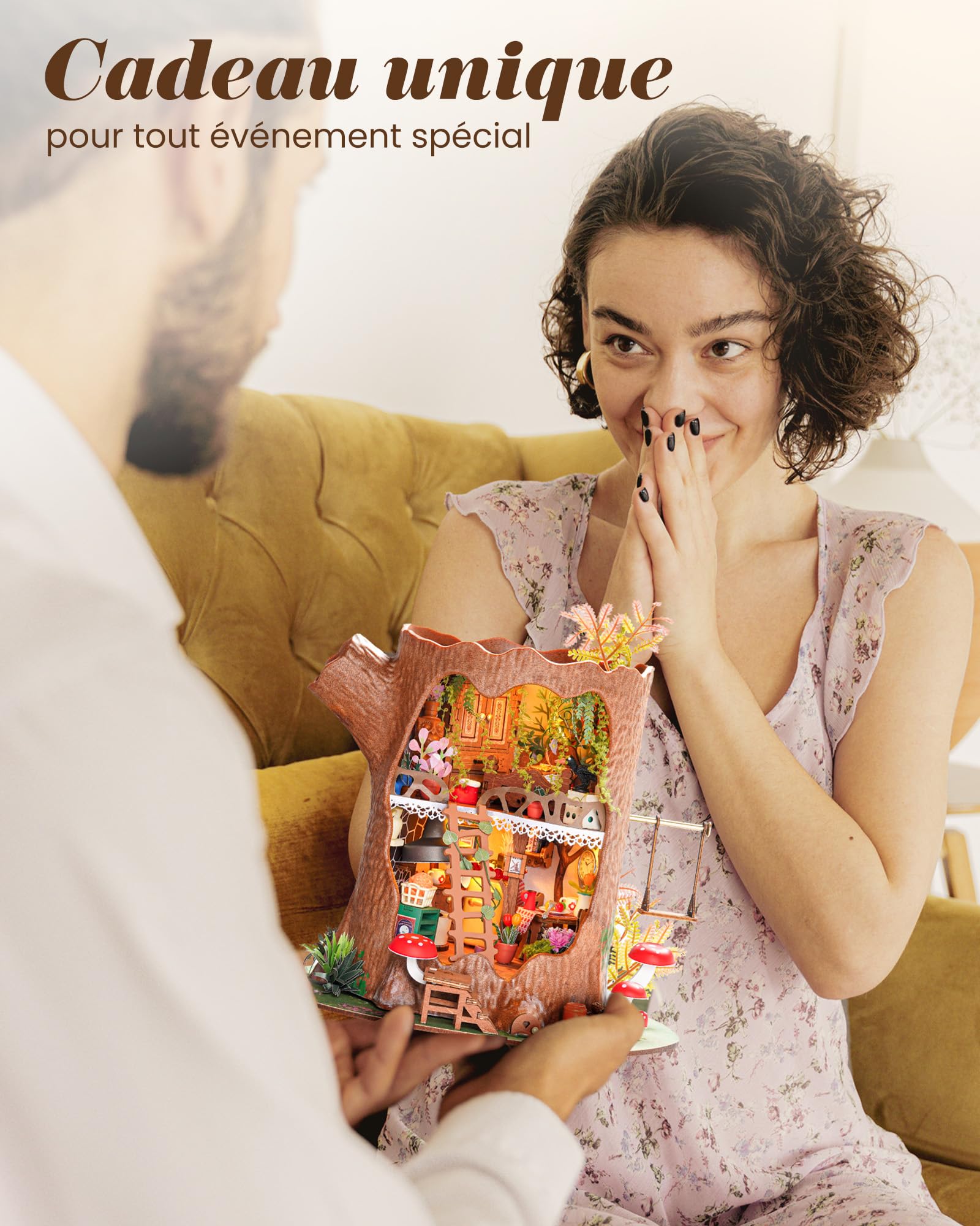 Rolife Miniature Maison Cabane dans Les Arbres de Conte de fées, 275 pièces Maquette Maison 3D Puzzle Maison de Poupée en Bois 3D à Construire Book Nook pour Adultes Pas de Colle nécessaire
