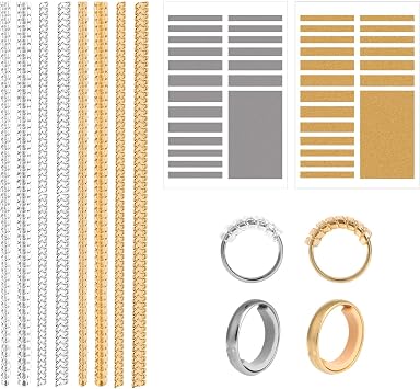 46pcs Ring Size Adjuster, Invisible Ring Sizers for Loose Rings Spiral Ring Tightener Ring Adjuster Ring Sizer Measuring Tool for Wide Rings
