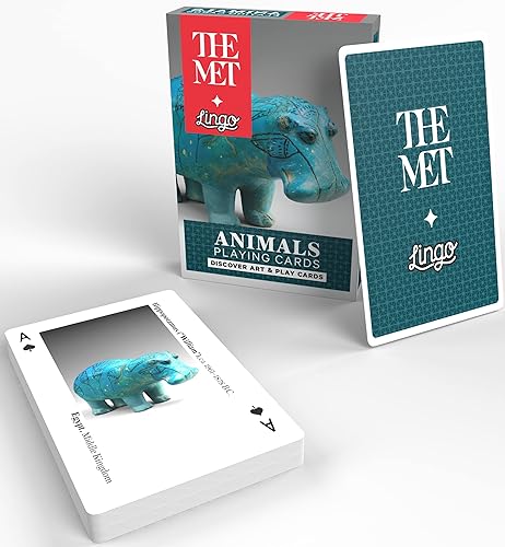 Miniatura 8 de LINGO The MET Animals Playing Cards - Tarjetas educativas con preguntas clave - Juegos de cartas de viaje - Baraja de cartas con temática artística