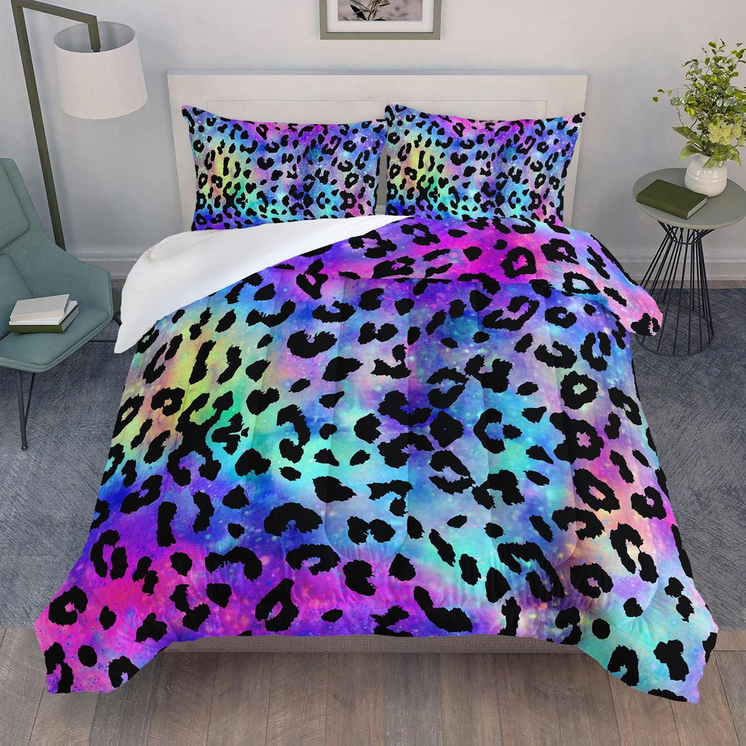 BailiPromise Leopard Bedding Comforter Set Tie Dye Leopard