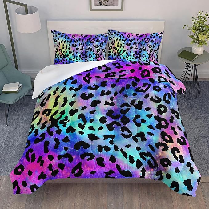 BailiPromise Leopard Bedding Comforter Set Tie Dye Leopard