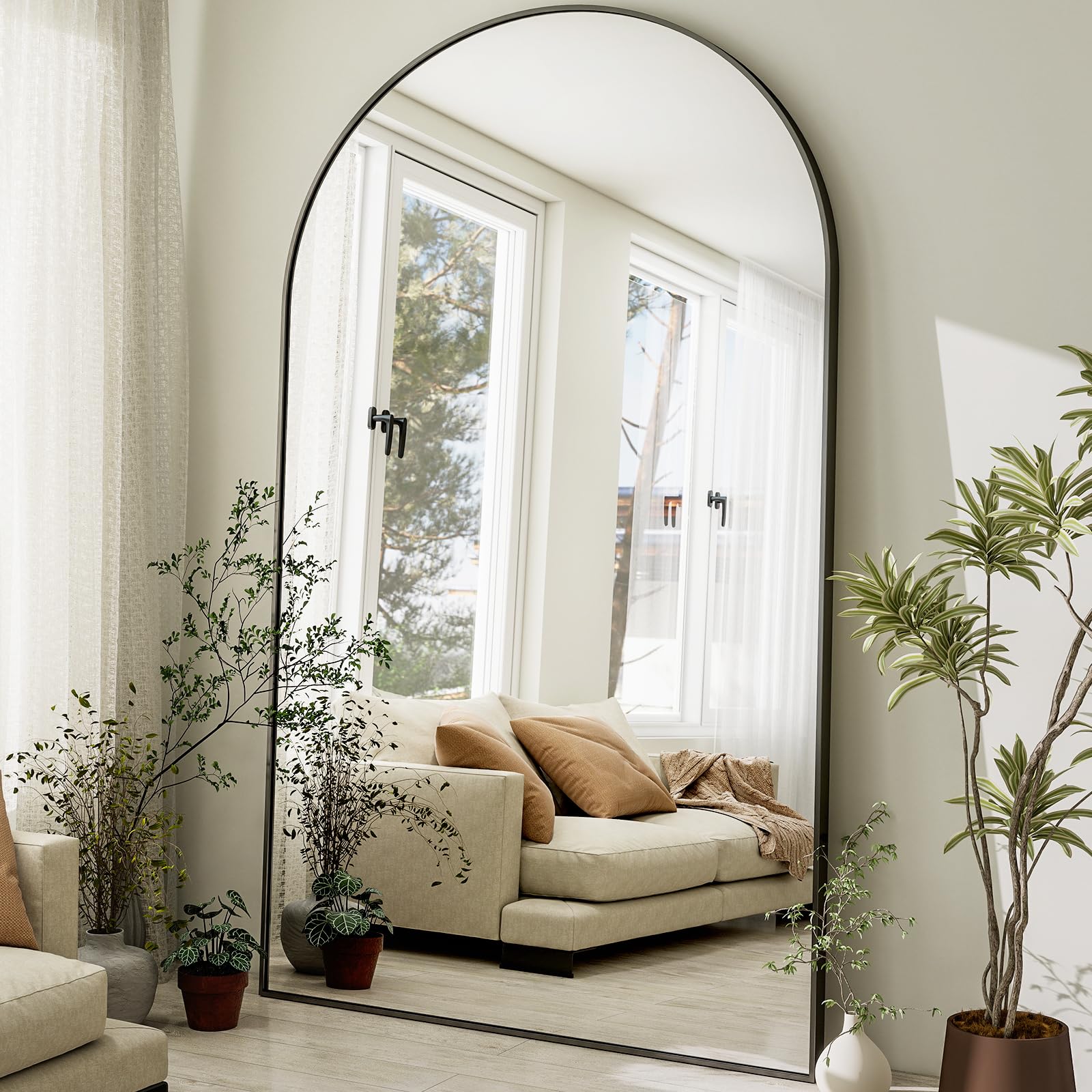 HARRITPURE 86x46 inch Full Length Mirror - Oversized Arched Mirror Aluminum Frame Full Body Floor Mirror with Stand for Living Room,Bedroom,Cloakroom,Gold