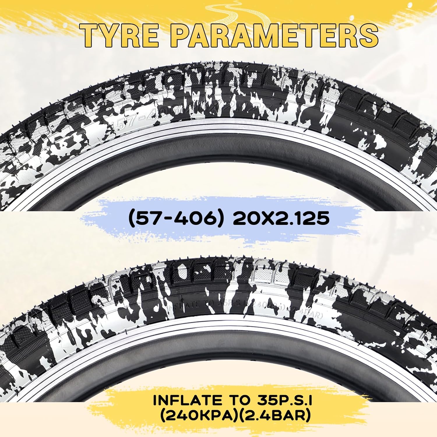 ZUKKA 20 x 2.125 Bike Tire 20 Inch Tires Kids Bike Tire Folding Replacement Tire for Kids Bike MTB Mountain Bike