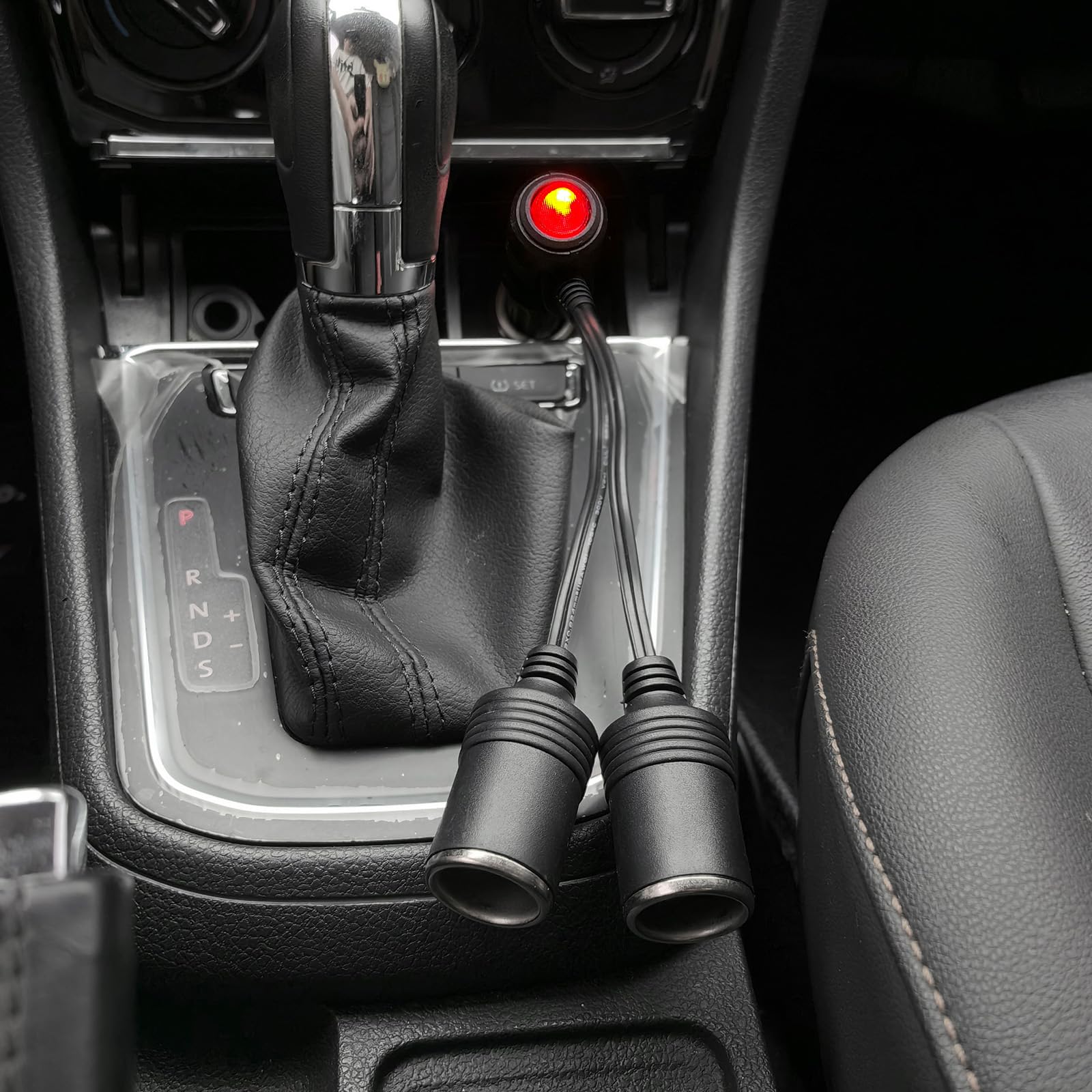 1 do 2 przedłużacz do zapalniczki samochodowej, podwójna zapalniczka z przełącznikiem, 18AWG/15A Zapalniczka samochodowa z bezpiecznikiem, 12 V/24 V adapter złącza samochodowego, łodzi (15 cm)