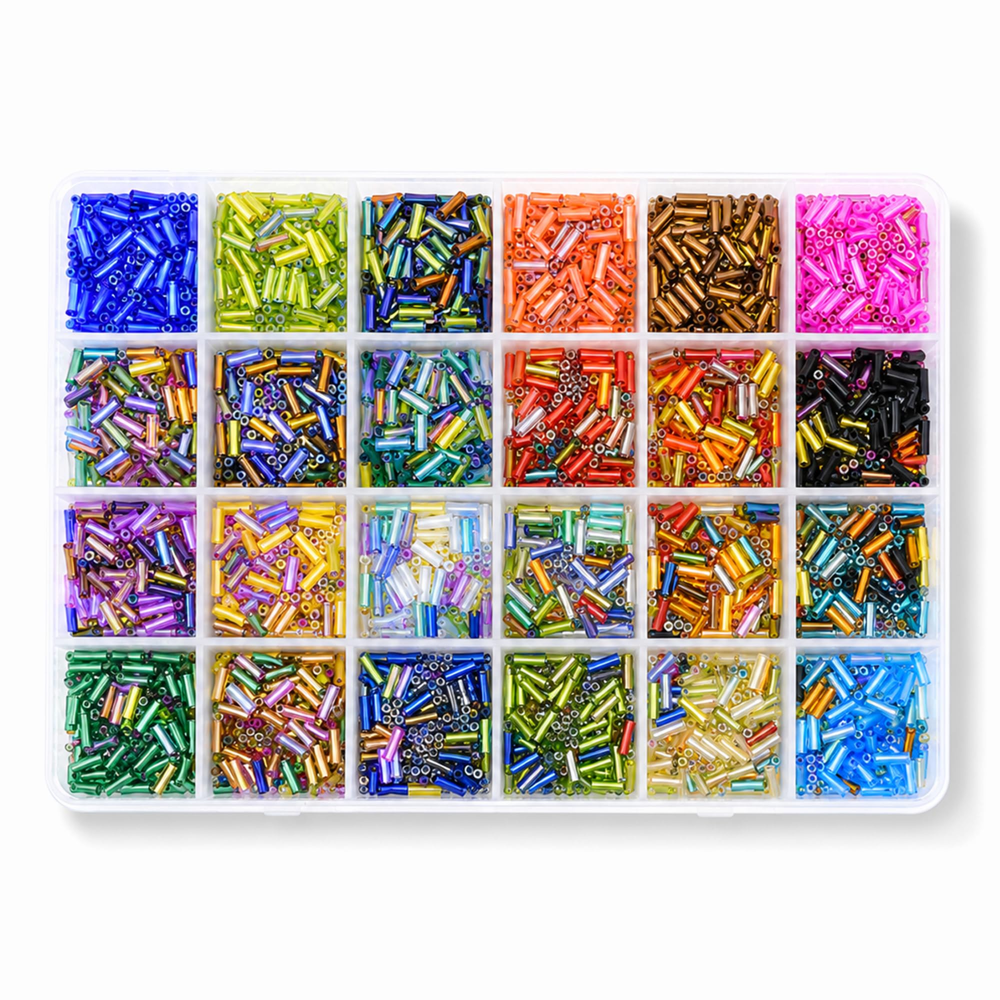 Mandala Crafts 2X6.5mm Mixed Bulge Tube Glass Seed Beads for Beadwork