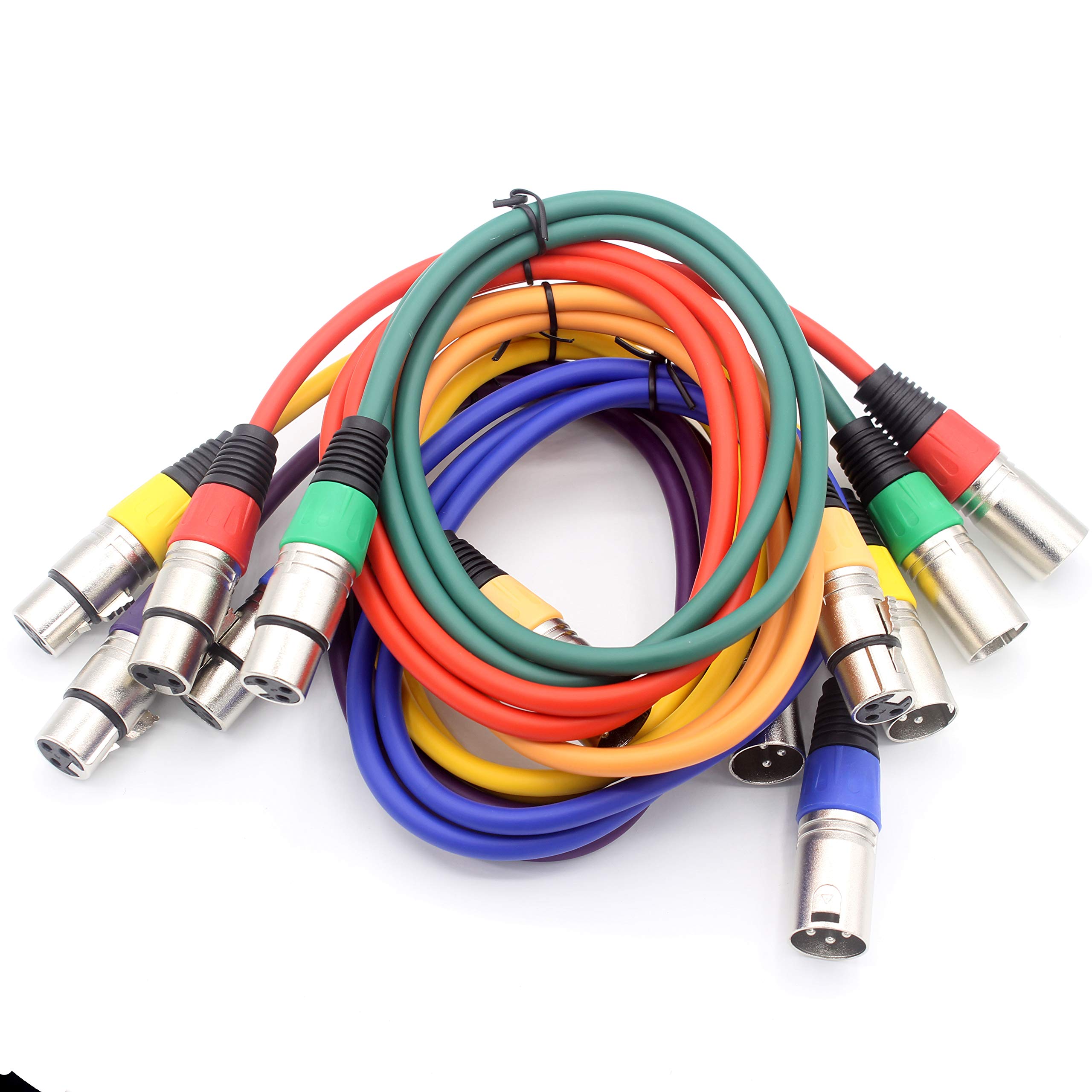 Câbles de Raccordement de Micro Équilibrés - Qualité Haut de Gamme, Clarté de Son, Faible Bruit - XLR Mâle à XLR Femelle (1m, 6 Couleurs)