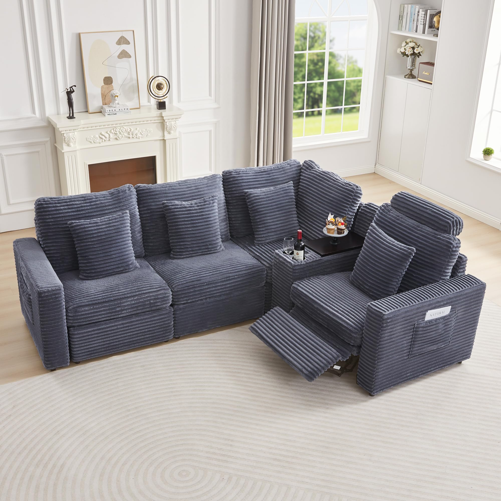 RARZOE Modular Sectional Sofa with Power Recliner