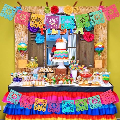 Miniatura 8 de 2 pancartas de decoración de fiesta mexicana, pancarta de fieltro para decoración del Cinco de Mayo, decoración del día de los muertos, pancarta de