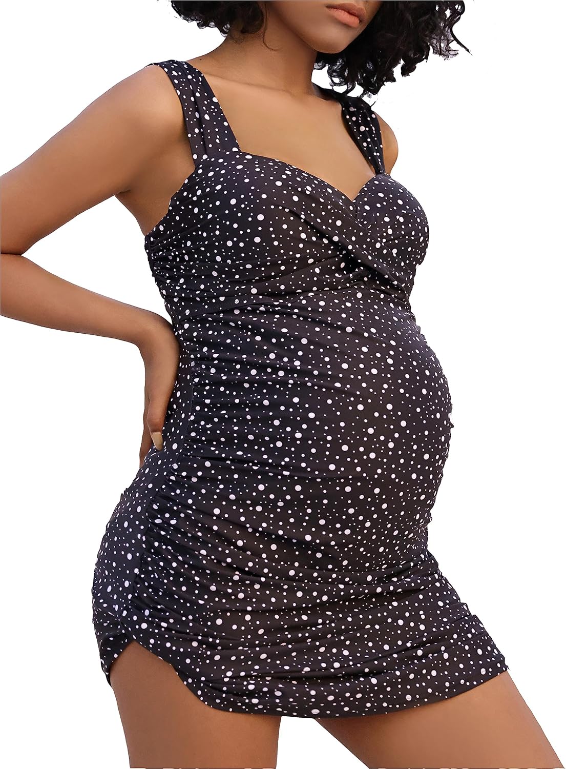COCOPEAR Maternity One Piece Swimsuit Tankini with Skirt Pregnancy Bathing Suit Dress Plus Size Swim Dress Floral 106 L/8-10