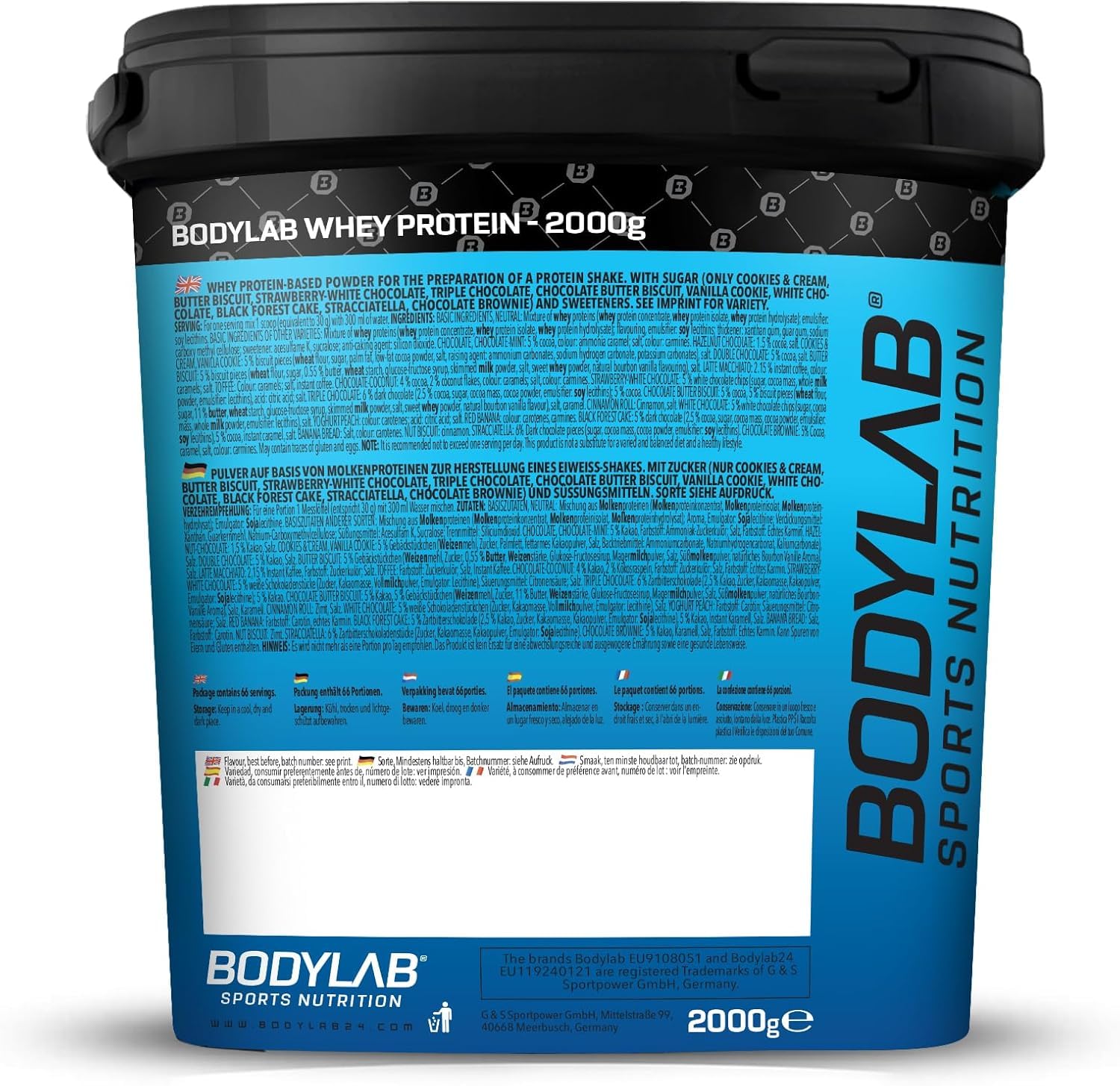 Bodylab24 Megadeal Basic Aufbau, Whey Protein Cookies & Cream, Creatine Monohydrate + Shaker für Kraftsport und Fitness, kann den Aufbau und Erhalt von Muskelmasse unterstützen