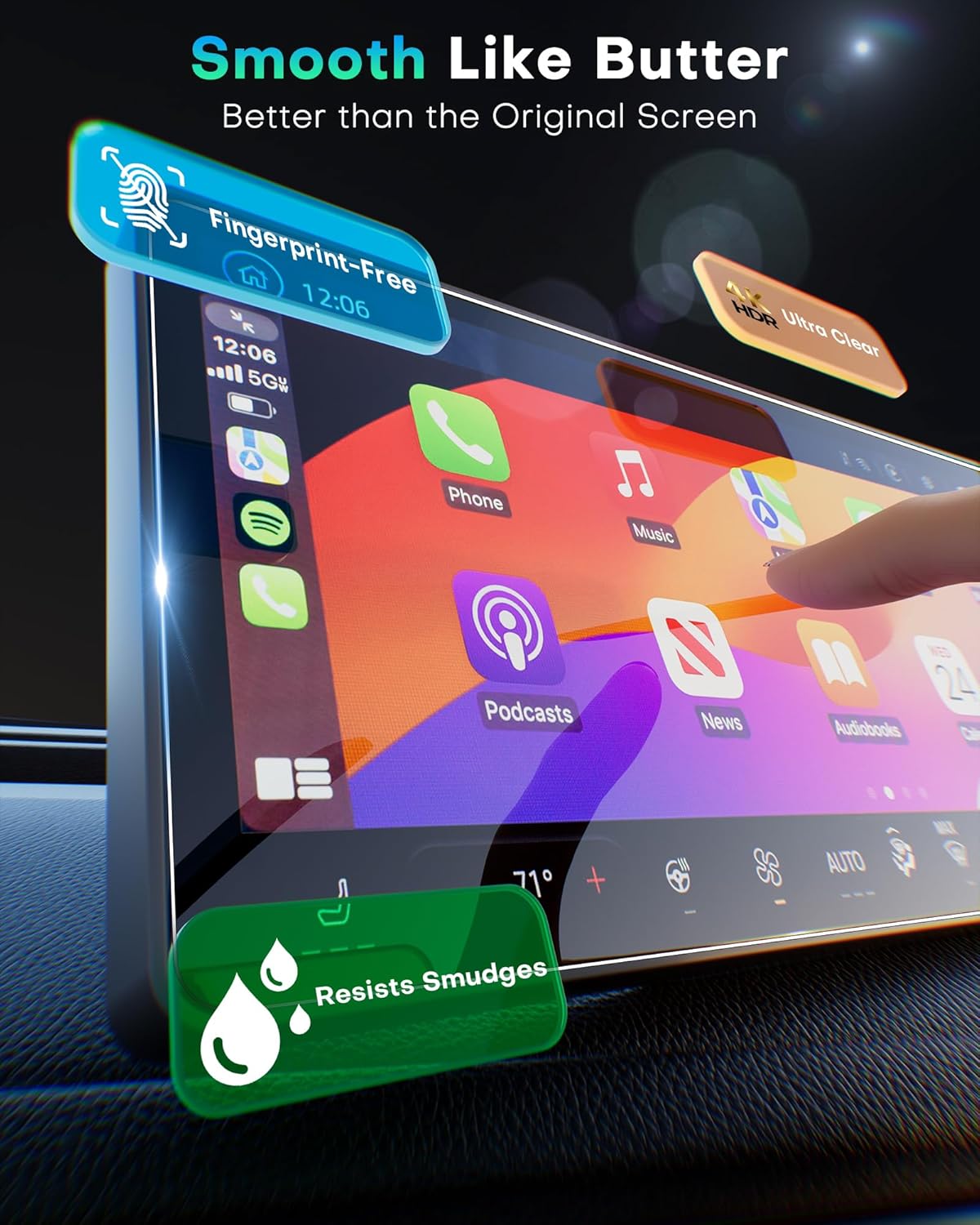 OMOTON Screen Protector for Ford Explorer 2020-2024, (XLT/ST-Line/Limited/Timberline/ST/Platinum/King Ranch) 10.1 Inch Touchscreen Accessories 9H Hardness Tempered Glass, Anti-Scratch, HD Clear