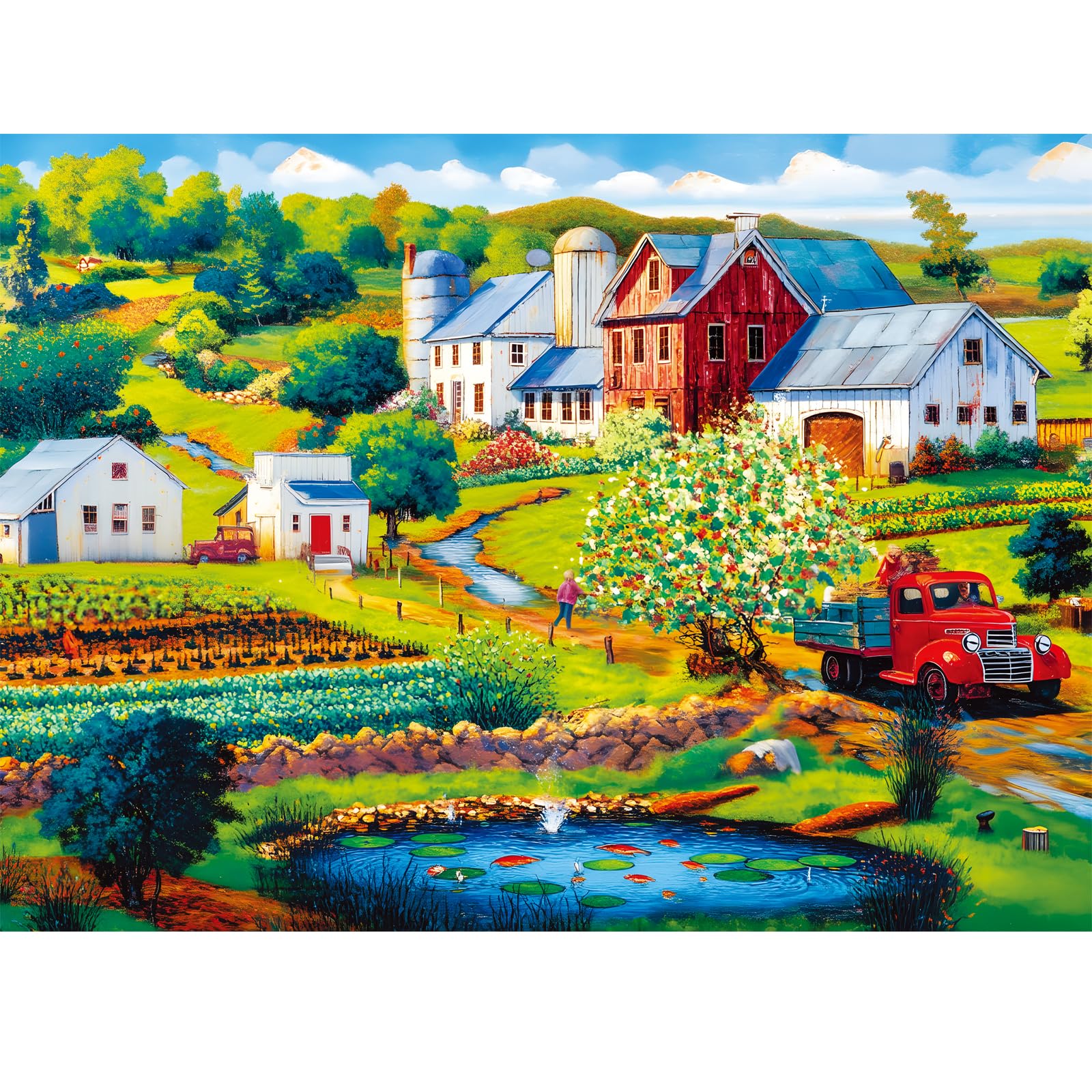 500 Pieces Puzzle for Adults,Country Farm Life Puzzle,Recycled Cardboard Landscape Puzzles 500 Piece,Challenging Game Home Decor Birthday Party Gift Toy for Adults Seniors 20.5 * 15 in