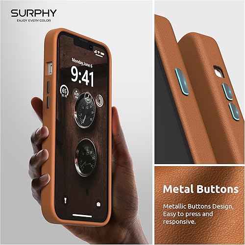 Miniatura 6 de SURPHY Compatible con iPhone 13 Pro Max, funda de piel sintética de alta calidad (con botones metálicos y forro de microfibra) para 13 Pro Max (6.7