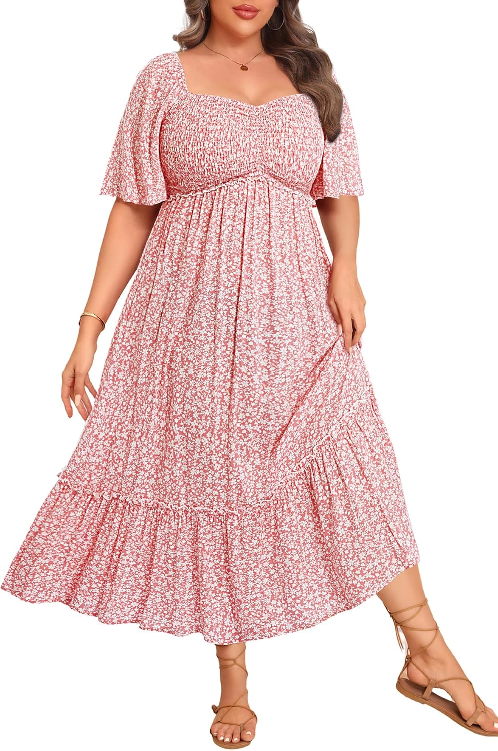 Plus Size Summer Dresses - Maxi Casual Wedding Guest Graduation Easter Long Dress with Pockets