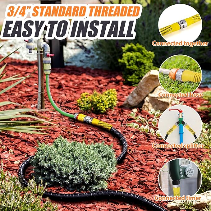 Whether you are a novice gardener or a seasoned horticulturist, the Flat Garden Soaker Hose 100 FT is a versatile and efficient tool for maintaining a thriving outdoor space. With its easy-to-use design and durable construction, this hose is a reliable option for ensuring your plants receive the water they need to flourish. Say goodbye to hand watering and inefficient sprinklers, and switch to this leakproof soaker hose for a hassle-free and effective watering solution. Description by ChatGPT.
