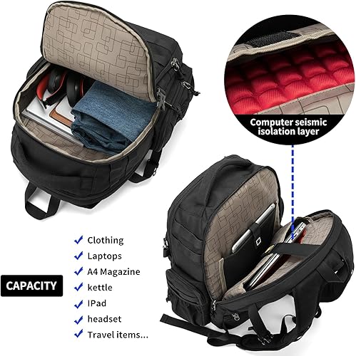 Miniatura 40 de Wotony Mochila táctica militar, mochila para hombres pequeña bolsa táctica de asalto negro