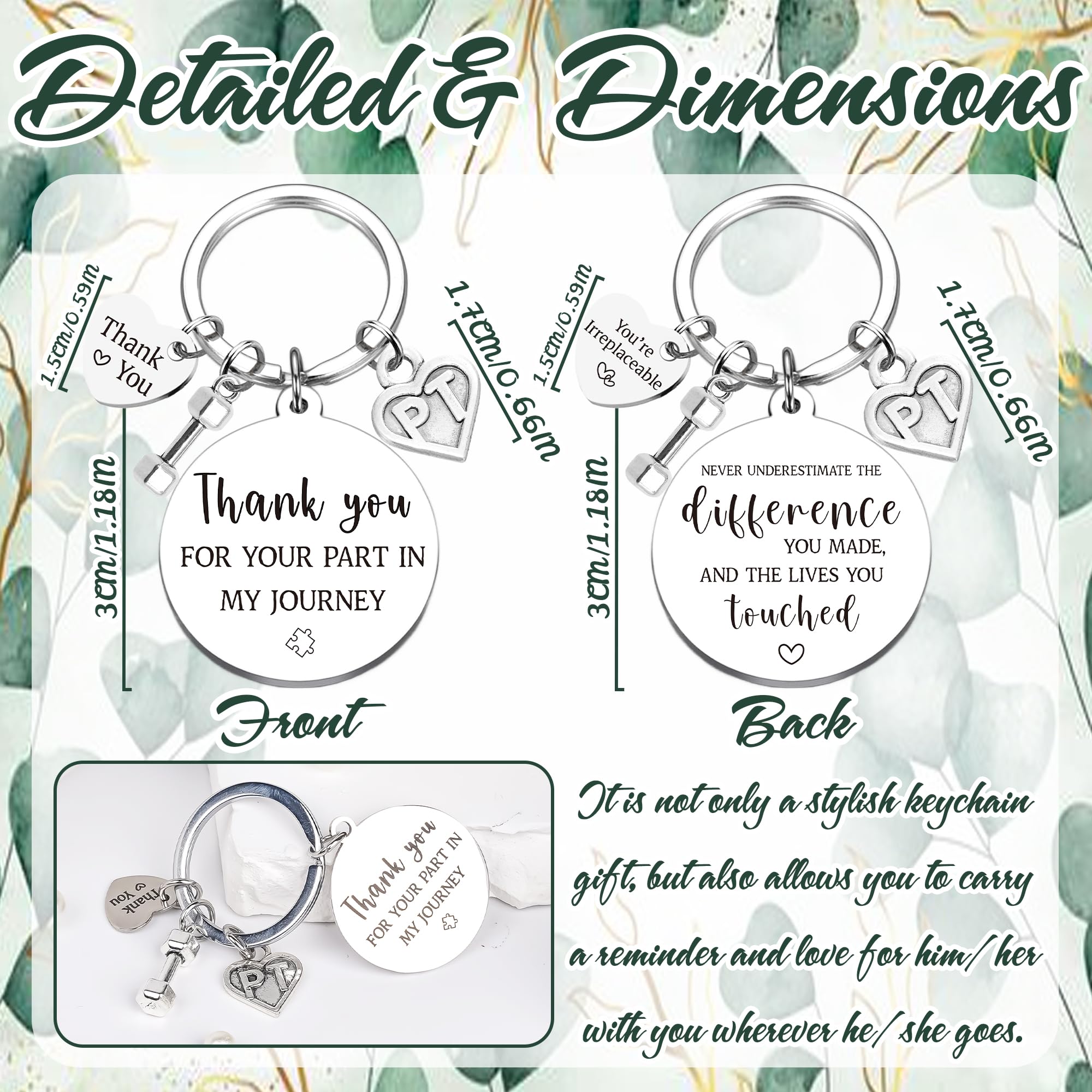 Therapist Gifts Keychain for Women Men - Thank You Gift Mental Health OT PT Respiratory Therapists for Mentor Christmas