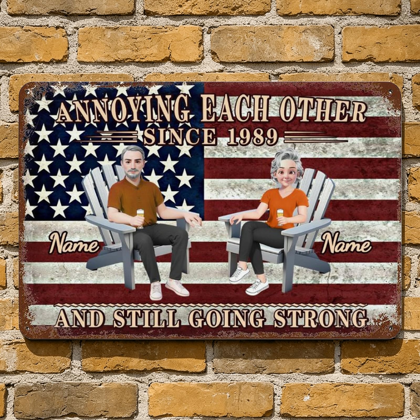 Personalized Annoying Each Other Since And Still Going Strong Couple Metal Sign Plaque Wall Art, Custom Name Old Couple Anniversary Metal Sign Home Decor Gifts For Him Her Wife Husband (style 04)