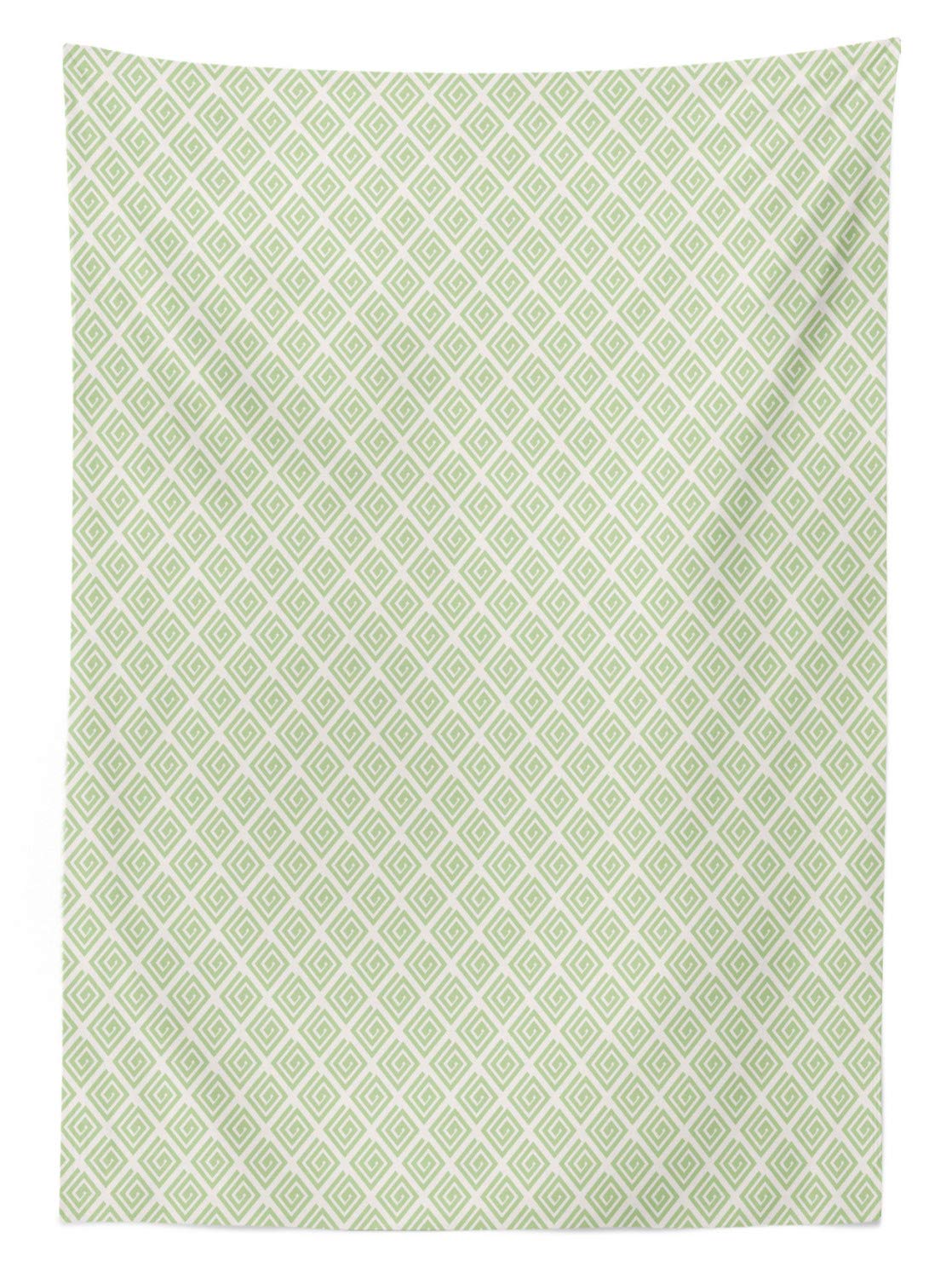 ABAKUHAUS Botanico Tovaglia, Simmetrici Foglie Modello, Rettangolare per Sala da Pranzo e Cucina, 140 cm x 240 cm, Pallida Teal e Bianco