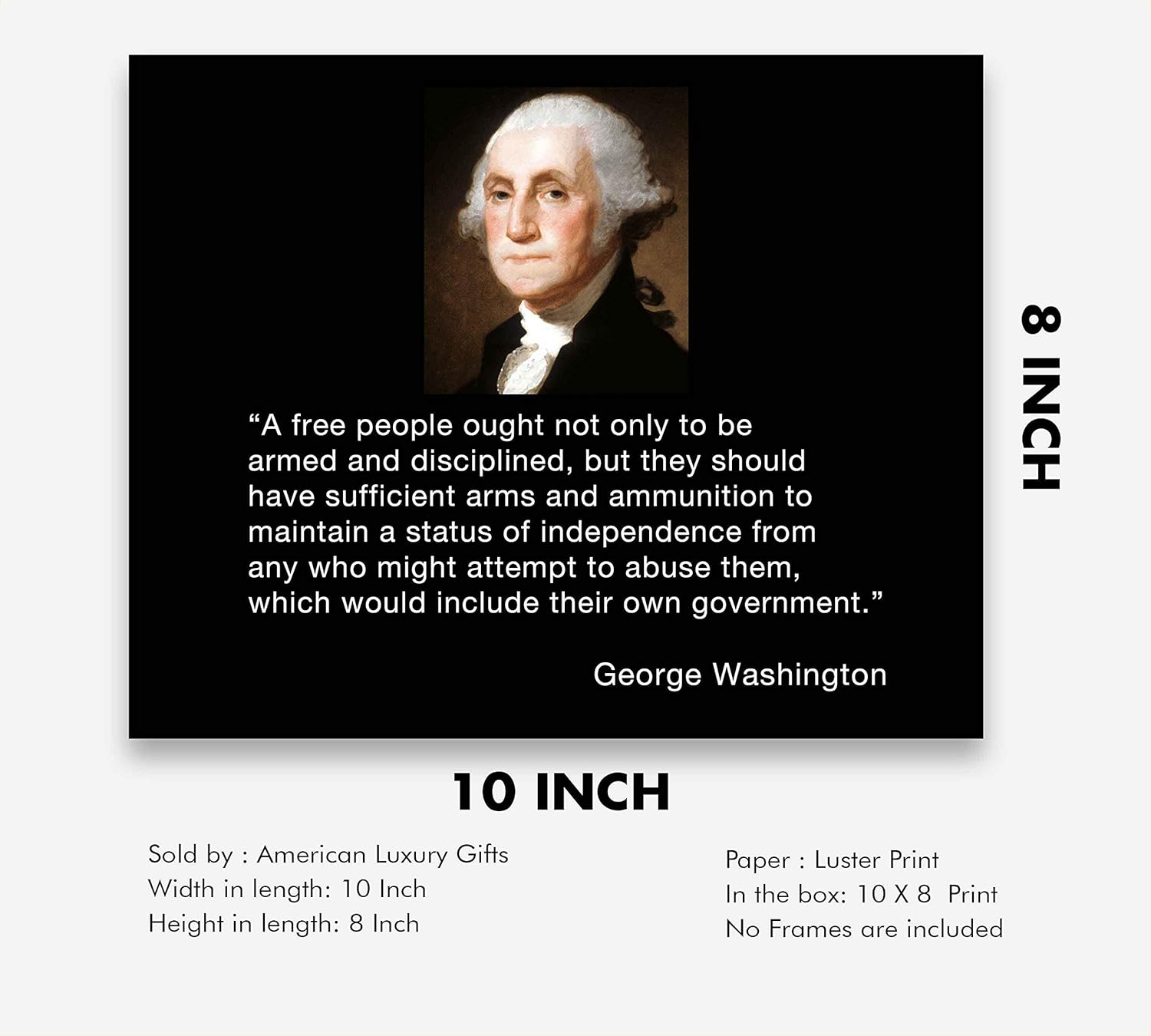 George Washington Quotes On Freedom Amazon.com: George Washington Quotes Wall Art-"A Free People-Armed &  Disciplined"- 10 X 8" Patriotic Poster Print-Ready To Frame.  Home-Office-Lodge-Garage Decor. Presidential Portrait & 2Nd Amendment  Rights. : Handmade Products