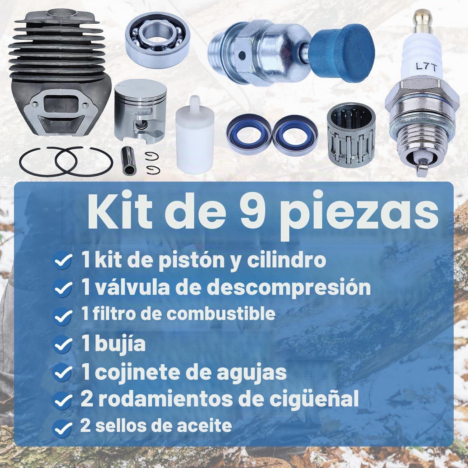Kit Piston y Cilindro para Husqvarna K760 K750 Sierra, AUMEL 51mm Cilindro + Pistón + Cigüeñal + Cojinete + Junta + Bujía 15 en 1 Kit de Repuestos, Reemplazo 506 38 61-71