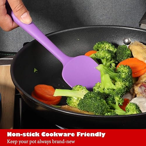 Miniatura 2 de Juego de 6 espátulas de silicona resistentes al calor, diseño sin costuras, espátulas de mezcla antiadherentes con núcleo de acero inoxidable,