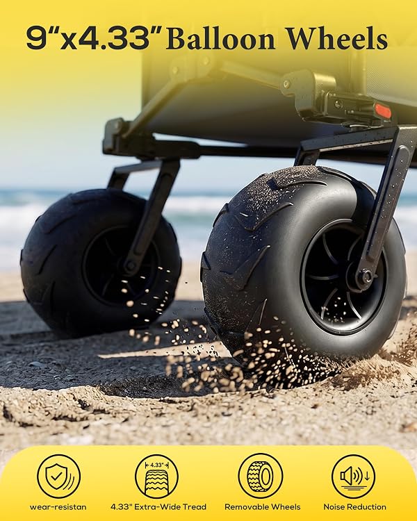 Beach Wagon with Big Balloon Wheels for Sand, 200L Large Collapsible Cart by LEISURE IMPACT - Used condition - Image 3