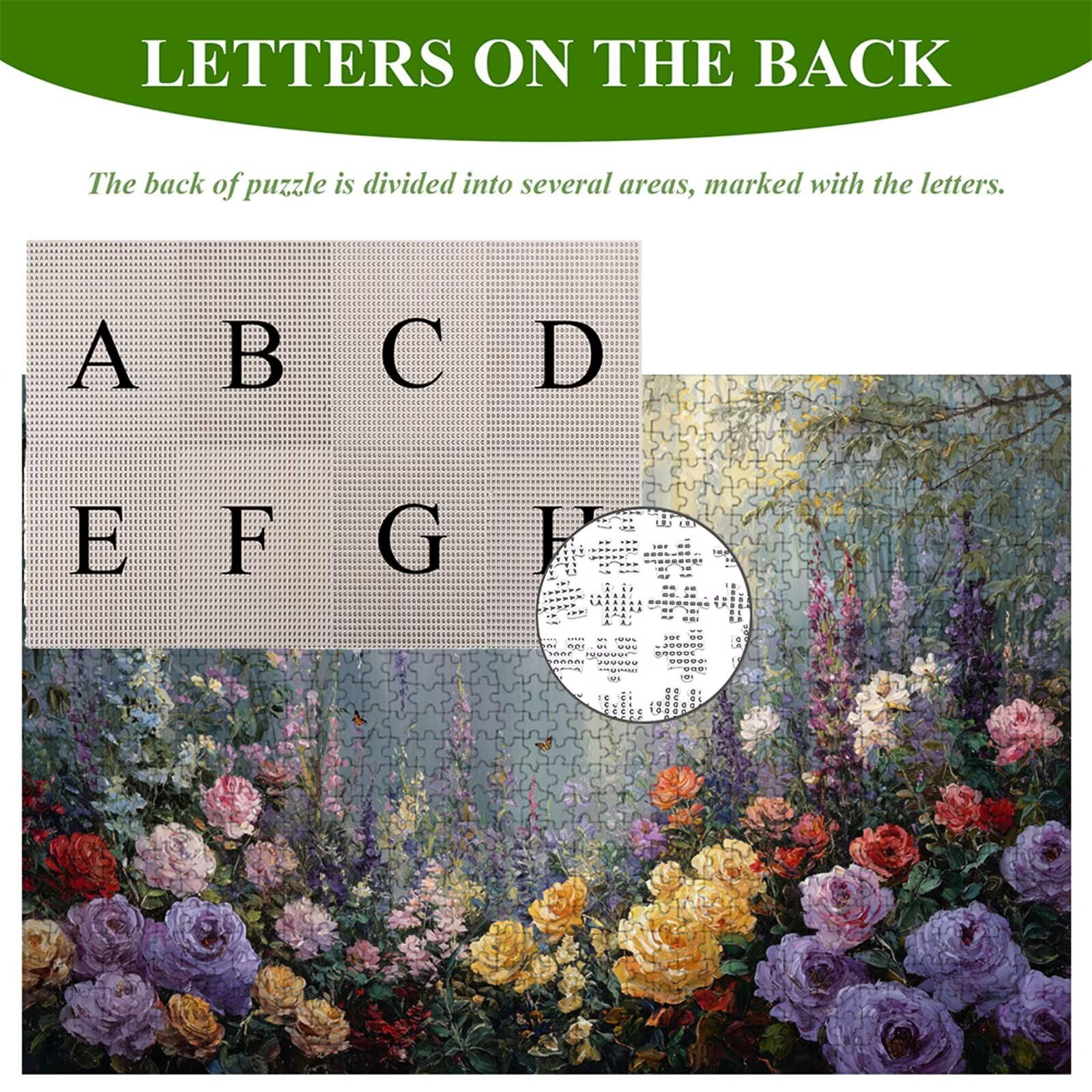Puzzle 1200 Piezas Adultos Flor & Bosque, Rompecabezas con Letras Traseras y Póster, Pasatiempo Antiestrés, Decoración de Pared, Regalo Decorar Mujer Hombre 75 x 50 cm (14 Años +) P3#182