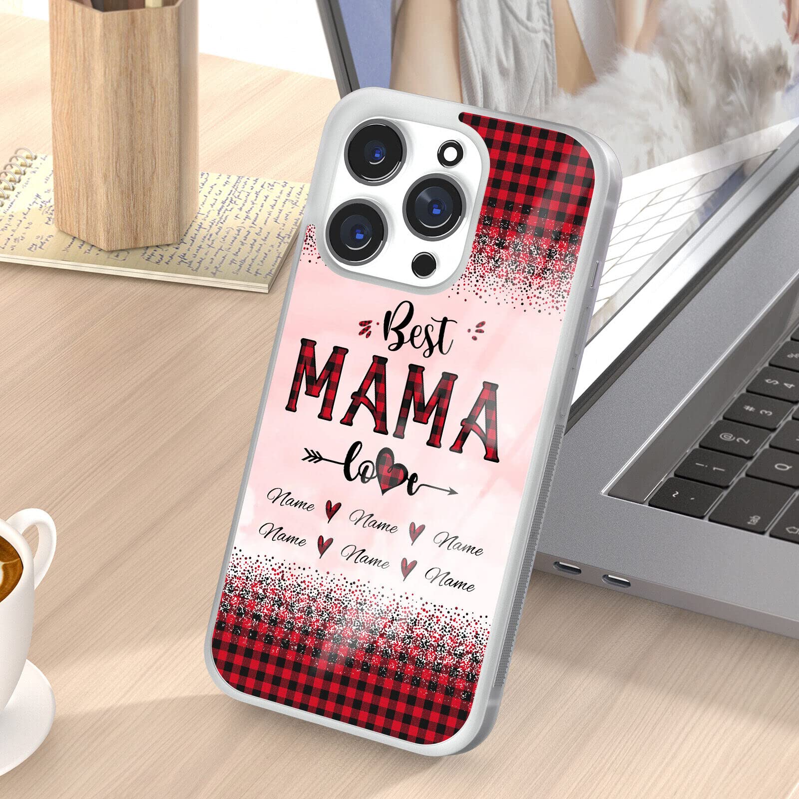 iPhoneアクセサリー mom Amazon.com: Mom Red Paild Phone Cases with Best Mama Quotes