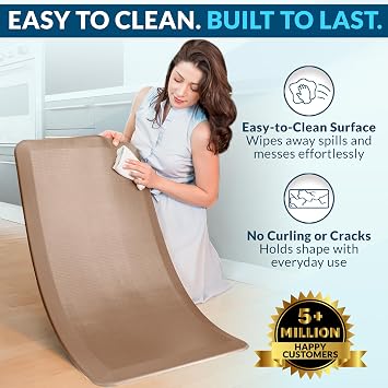 ComfiLife Anti Fatigue Floor Mat 3/4 Inch Thick Kitchen Mats for Floor, Standing Desk Mat, Kitchen Rug Comfort at Home, Office Durable Stain Resistant Non-Slip Bottom (20 x 32, Beige)