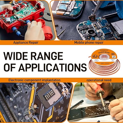 Miniatura 39 de TOWOT Mecha de soldadura, alambre de soldadura y ventosa de soldadura utilizada para quitar la soldadura y desmontar componentes eléctricos, trenza