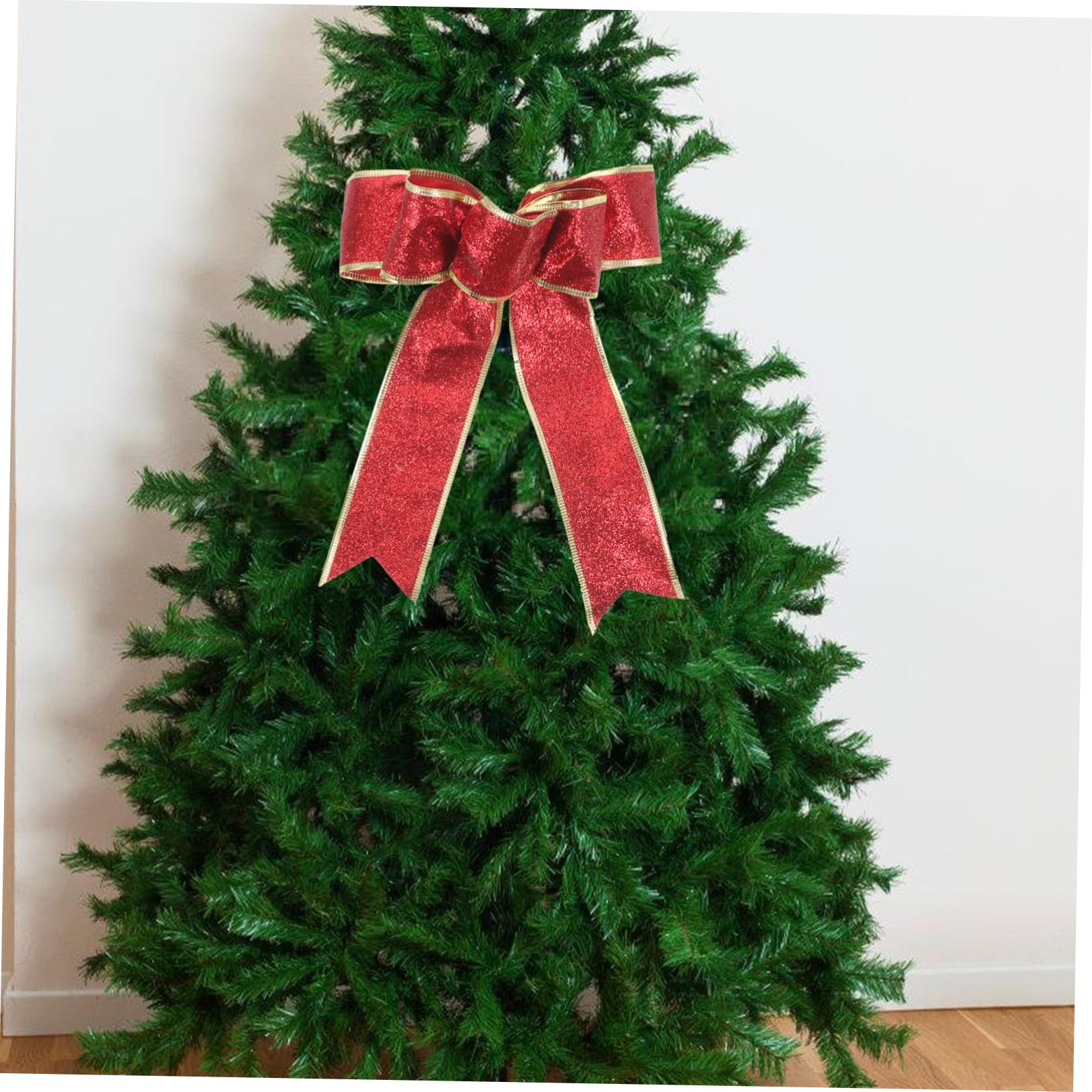 KOMBIUDA 25pezzi Fiocco Decorativo di Stoffa Natalizio da Bows Glitterati per Decorazioni di Alberi di Natale e Regali Rosso per Atmosfere Festive e Arredamento Natalizio