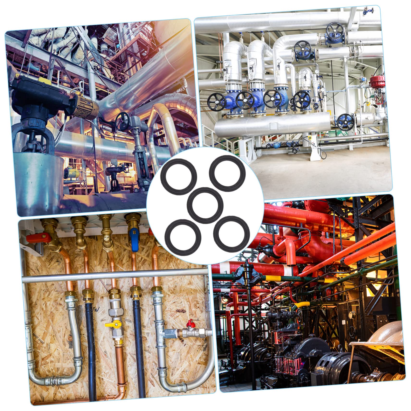 KICHOUSE 5pcs Triple Clamp Spacer Tri Clamp Ferrule Sealing Gasket Hose Gasket Washers Tri Clamp Gasket 2 Tri Clamp Fitting Clamps Seals Tri Clamp Ring Tri-clamp Seals Rubber Black