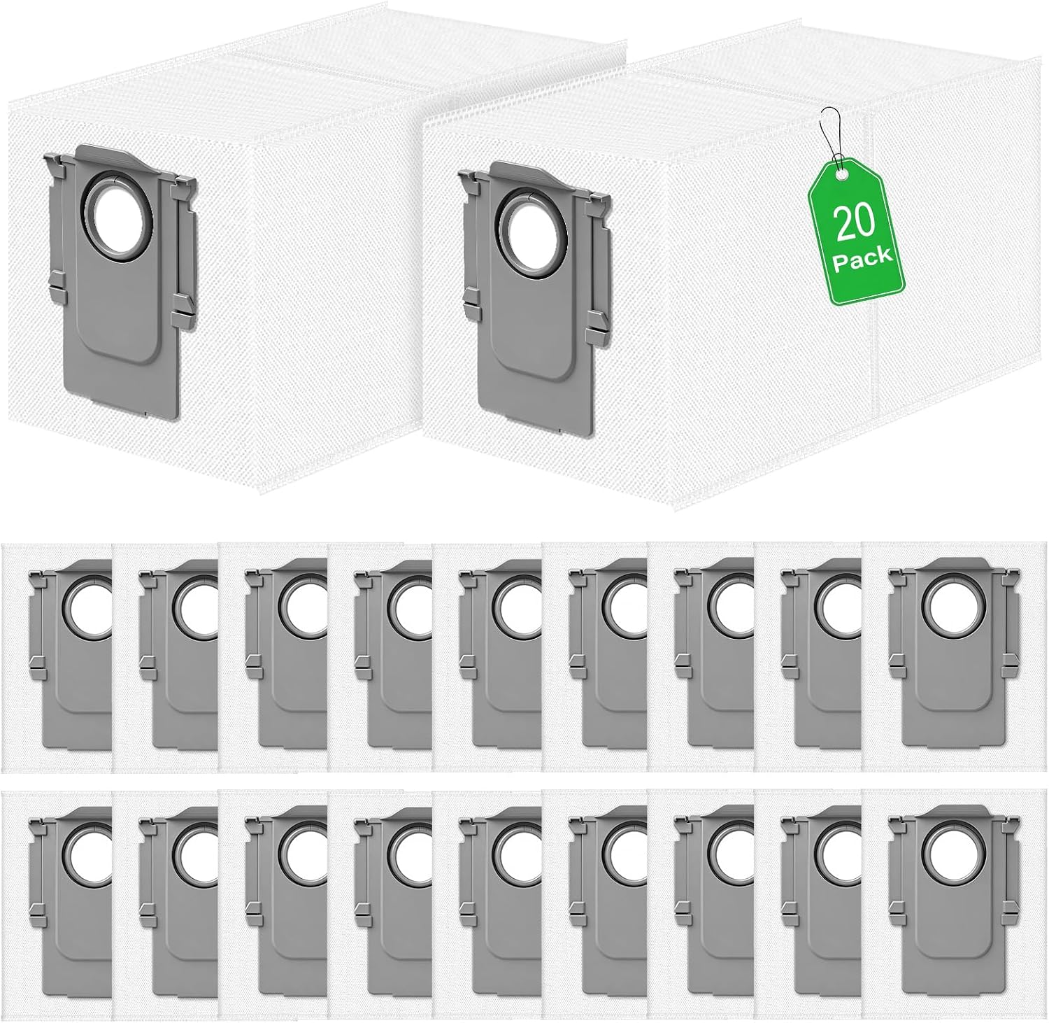 20 Pack Dust Bags Replacement for Roborock QRevo, 3 L Large Capacity