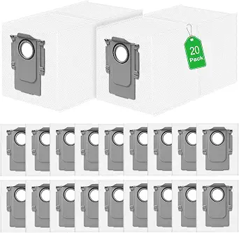 20 Pack Replacement Dust Bags for Roborock QRevo and Compatible Models