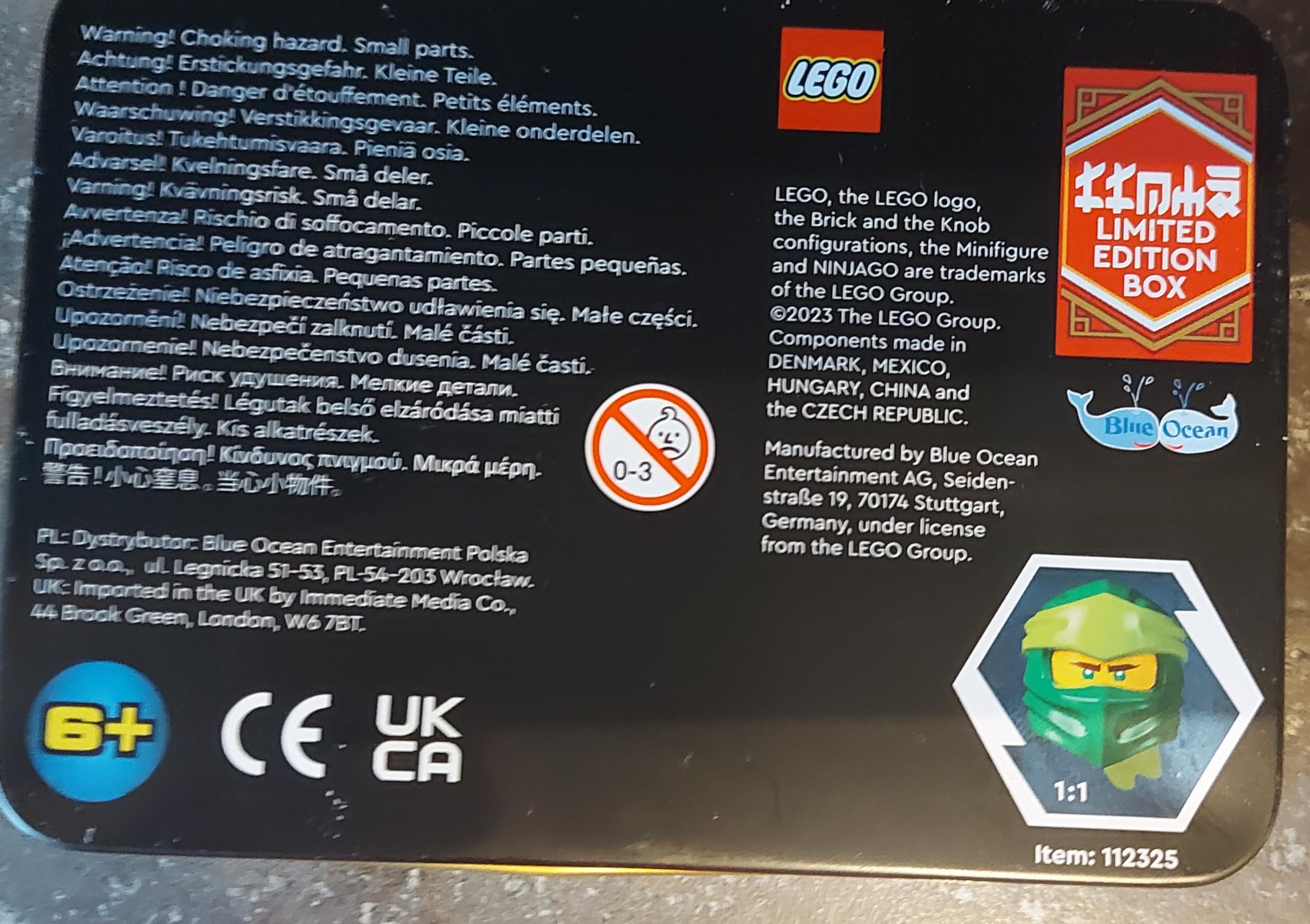 Lego Ninjago Figuren Alle 5 Ninja und Meister Wu ( Grüner Ninja Blauer Ninja Schwarzer Ninja Weisser Ninja und Roter Ninja ) und bmg2000 Aufkleber