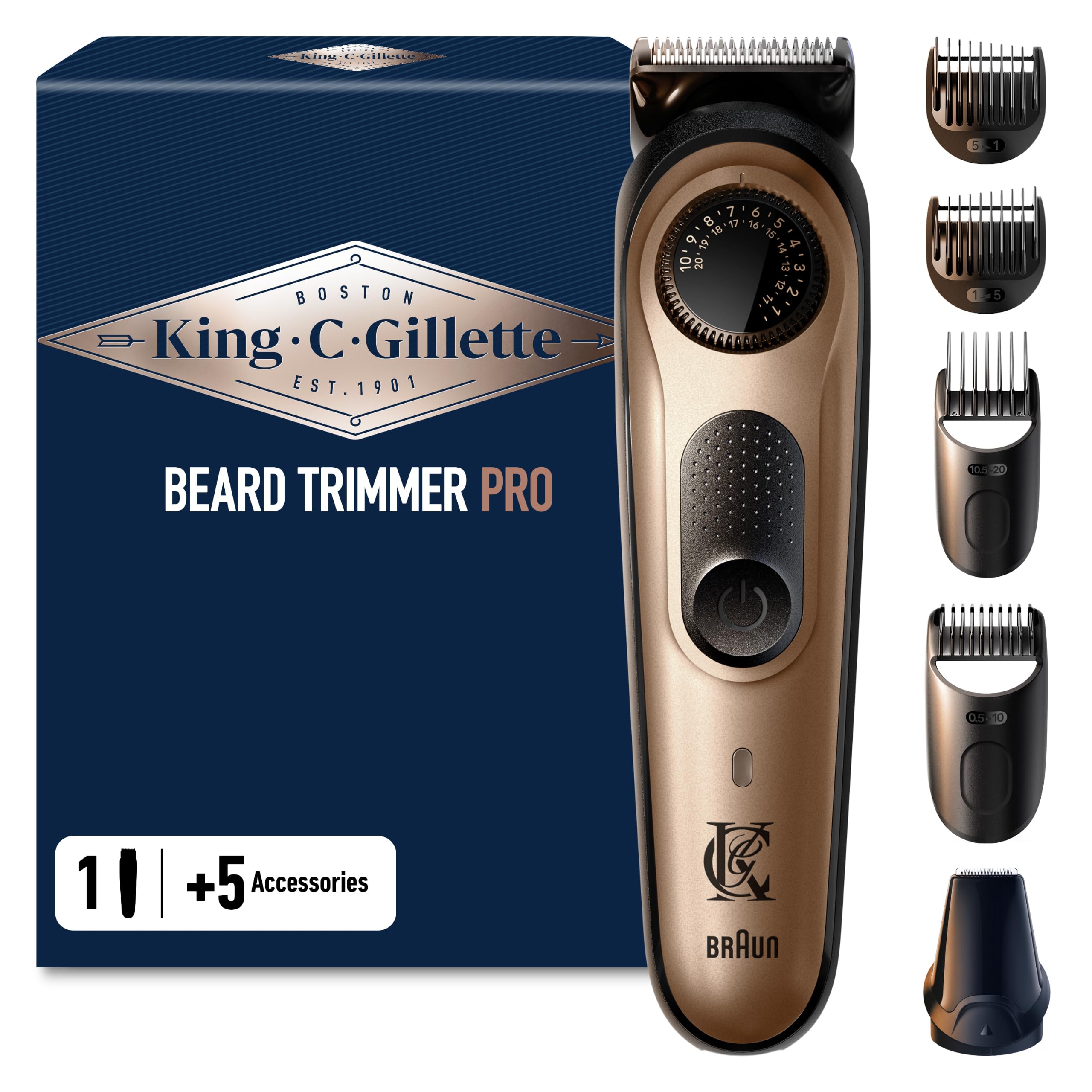 King C. Gillette Rasoio Elettrico Barba Pro, Regolabarba Uom