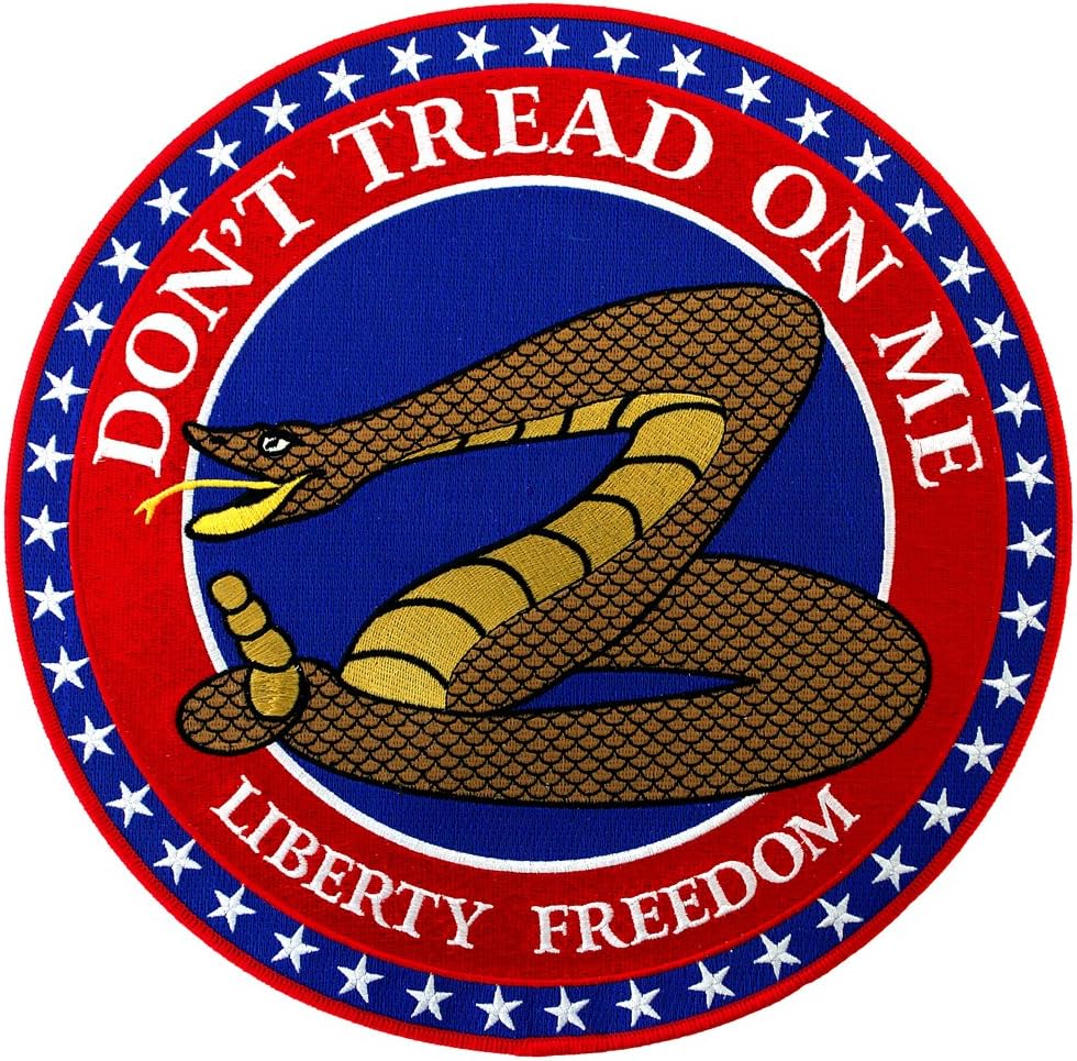 Large Don't Tread On Me Embroidered Patch Iron-On Patriotic Snake Emblem