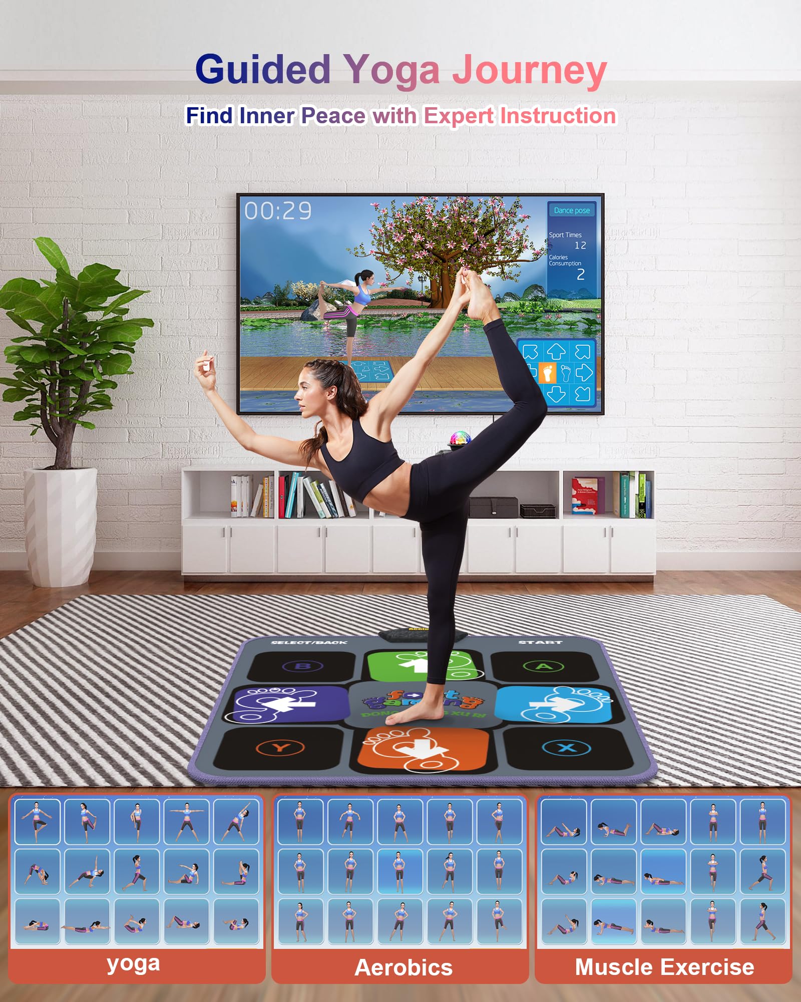 Acelufly Tappetino da Ballo - Elettronicoper Antiscivolo TV con Telecamera, 2 Maniglie Senza Fili e Palla da Discoteca Colorata, Gioco di Ballo per Bambini e Adulti, Regalo per Ragazzi e Ragazze