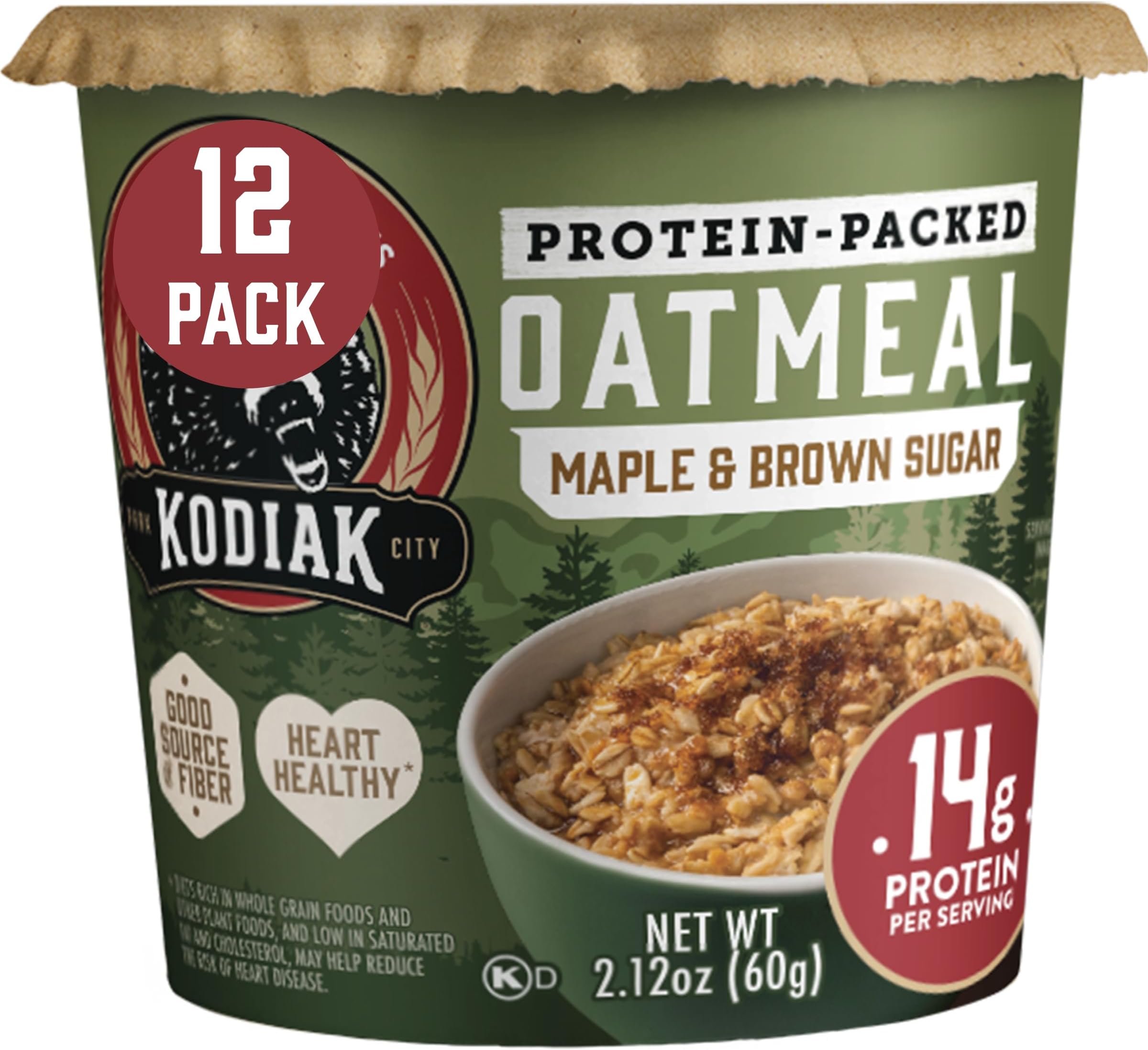Instant Protein Maple & Brown Sugar Oatmeal in a Cup, 2.12oz (Pack of 12)
