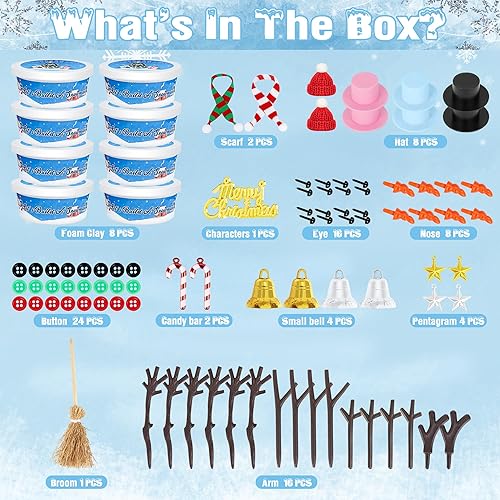 Miniatura 2 de Kit de manualidades de Navidad, paquete de 8 piezas de muñeco de nieve, adornos de Navidad, kit de construcción de muñeco de nieve, decoración de